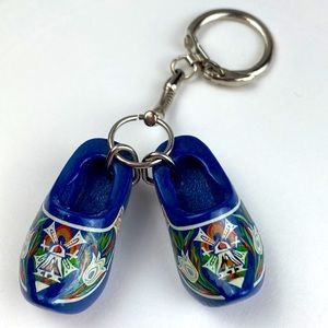 Vintage Holland Dutch Miniature Wooden Shoe Keychain